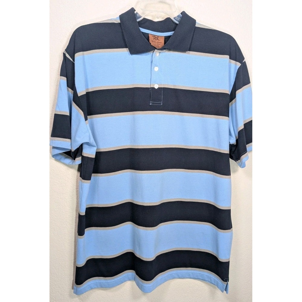 Vintage Y2K Vato Loco‎ Polo Shirt Blue Stripe 2X Short Sleeves